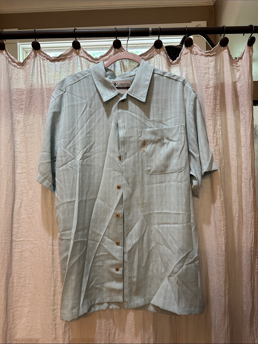 Columbia Pale Blue Short-Sleeve Button-Down Shirt